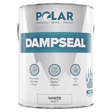 Polar Damp Seal Paint - Primer & Topcoat for Indoor Walls & Ceilings - Mould Resistant Stain Blocker Paint- Quick Drying for Wood, Plaster, Cement and Stone - Matt Finish - White - 2.5L