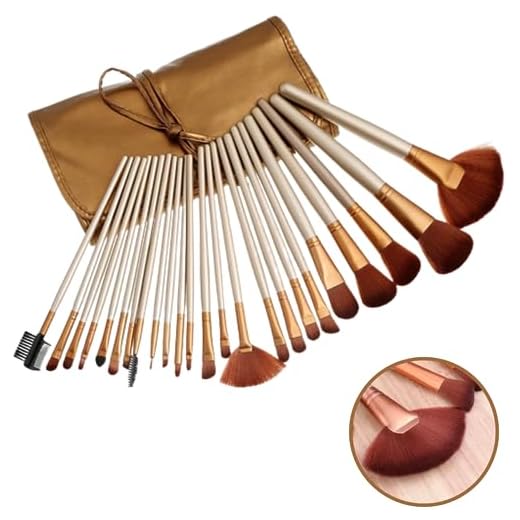 Pincel Maquiagem Profissional 24 peças para Macrilan Base Blush Esfumar Cerdas Macias e Duráveis Kit Pinceis Para Maquiagem (Dourado)