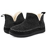 Zizor Women's Moccasin Bootie Slippers with Cosy Memory Foam, Ladies' Toasty Slip on House Shoes with Hard Outdoor Indoor Rubber Sole, Black, 9