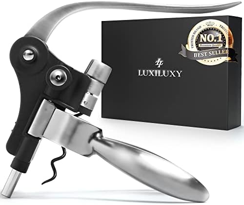 Wine Bottle Opener Corkscrew Set – Luxiluxy [2023 upgraded, does NOT break!] Including Foil Cutter, Bottle Stopper, Opener Stand and Extra Spiral - corkscrews wine opener set- wine opener kit