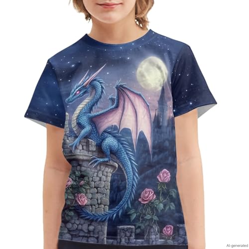 Image of WELLFLYHOM Kids Tshirts Girls Boys Short Sleeve Crewneck Tees Shirts Casual Sport Pullover Tops Size 3-16 Years