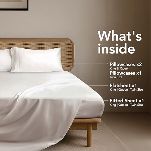 Image of Epitex Solid 4 Piece King Sheet Set - Viscose Derived from Bamboo, 1400 Thread Count, Breathable and Cooling Bed Sheets Set, Luxurious Bedding for Hot Sleeper, Deep Pocket up to 16'', Beige