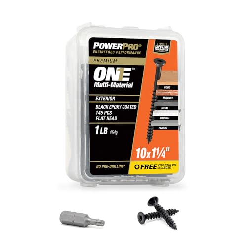 Power Pro ONE �t���b�g �G�N�X�e���A �u���b�N �}���`�}�e���A�� �l�W (#10 x 1-1/4�C���`) - 145��