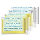 Emergency Mylar Thermal Blankets -Space Blanket Survival kit Camping Blanket (4-Pack). Perfect for Outdoors, Hiking, Survival, Bug Out Bag Marathons or First Aid (Yellow&Silver)