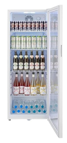 METRO Professional Frigorífico GSC4240, nevera vertical con puerta de cristal, 237 L, negro, 110 W, iluminación LED, 6 estantes ajustables, gastronomía, bar, restaurant, tiendas (Blanco)
