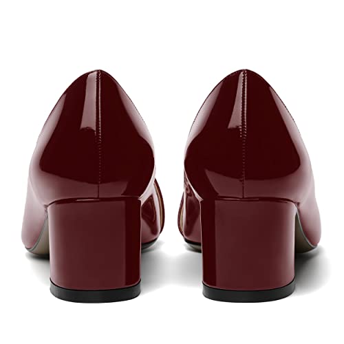 ROSERWISH Womens Party Dress Slip On Patent Pointed Toe Chunky Low Heel Pumps Shoes 2 Inch4