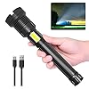 Lampe Torche LED Ultra Puissante, 90000 Lumens COB LED Tactique Militaire Lampe de Poche avec 10000mah Batterie USB Rechargeable, IP65 Étanche, 7 Modes, Zoomable pour Camping, D’urgence (XHP90+COB)