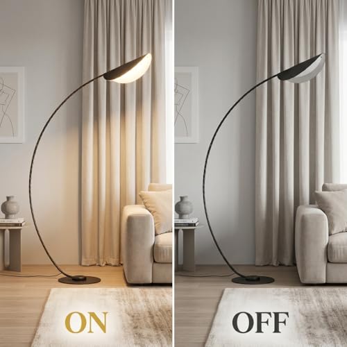 Image of Arc Floor Lamp for Living Room | 3-Color CCT (Warm + Natural + Cold White) | Metal & Acrylic | 185cm Standing Lamp for Bedroom & Office