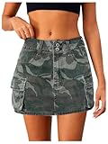 Milumia Women's Denim Skirt Camo Print Low Waisted Flap Pocket Jean Cargo Skirts Multicolor Medium