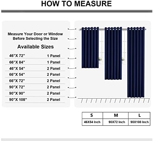 Aspire Homeware Blackout Curtains for Bedroom - Navy Eyelet Curtains Living Room Super Soft Thermal Insulated Window Curtain Drapes with Tiebacks 46 x 54 Inch 2 Panel
