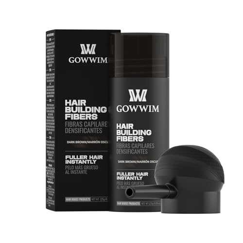 gowwim Hair Thickening Fibers Best 2-in-1 Kit Set,Keratin Hair Building Fibers & Spray Application Atomizador Pump Nozzle,Instantly Cover Sparse Hair Areas (Dark brown)