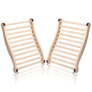 Sauna Backrest 2 Pack, Natural Pine Ergonomic S-Shape Sauna Back Rest,with Non-Slip Pads Infrared Sauna Accessories