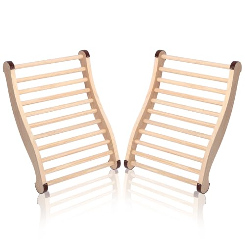 bayisam Sauna Backrest 2 Pack, Natural Pine Ergonomic S-Shape Sauna Back Rest,with Non-Slip Pads...