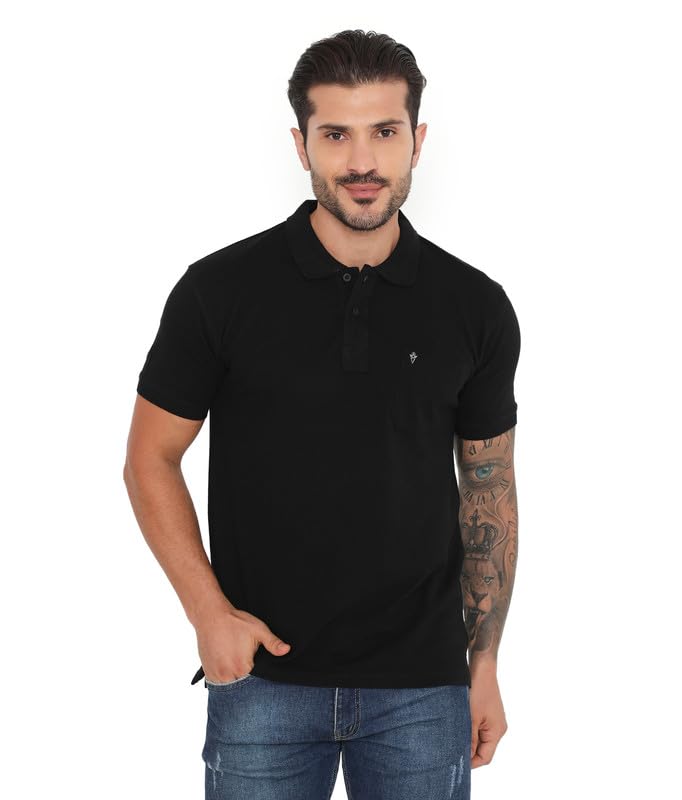 Image of VIP Cotton Rich Fabric Pique Knit Polo Collar T-Shirt Combo Set for Mens with Pockets