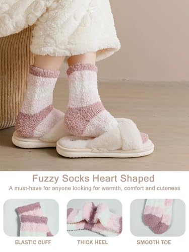 Image of Ginmewrae Fuzzy Socks for Women, Mothers Day Gifts Cozy Warm Fluffy Socks Thick Slipper Socks Birthday Valentine's Day Gifts