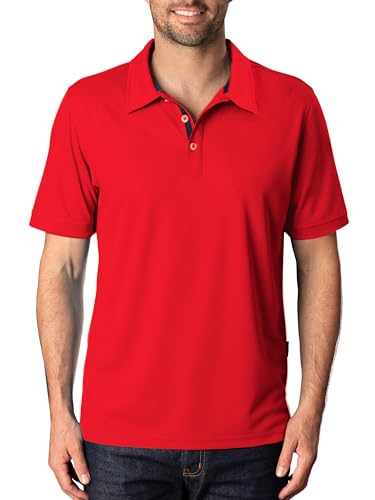 Image of FlowTech Men's Performance Polo Shirt DryMax Quick‑Dry Pinhead Texture Breathable Moisture‑Wick Odor‑Free