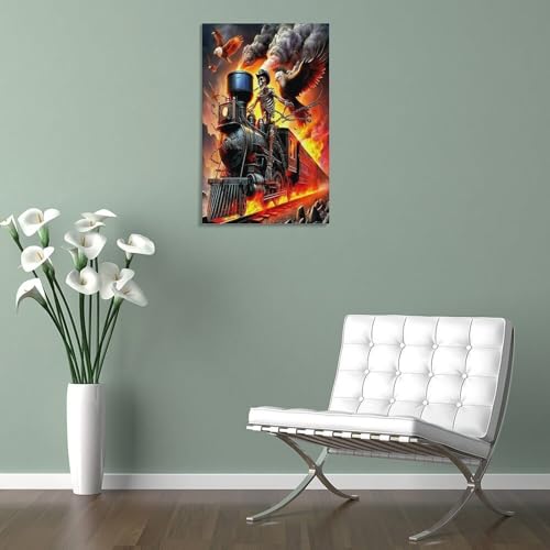 Tableau Train d'Halloween Décoration Murale sur Toile Impression 40x60cm - 5