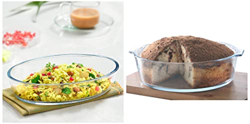 Image of Borosil - Oval Baking Dish, 700 Ml, Transparent & Borosil - Glass Dish, 1.2 Litres, Transparent