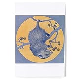Lantern Press 8x12 Art Print, Opossum Hanging upside down under a Full Moon, Vintage Magazine