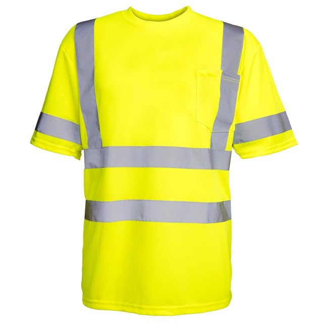 ANSI Class 3 High-Vis Mesh Wicking Shirt | High Visibility Shirts for Men with Reflective Tape | Breathable Safety T-Shirts Keep You Comfortable and