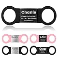 YEHANTI Dog Tags for Pets Engraved Personalised Pet ID Tags for Dogs and Cats - Silent Slide on Dog Name Tags with 4 Lines Text Engraved - Dog ID Tags for Collar, No Jingling (Black-Black, S)