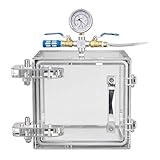 Acrylic Vacuum Degassing Chamber, Clear Degassing Box Kit with Pressure Gauge, Vacuum Desiccator Cabinet with 2 Way Valve, Strong Sealing,for Lab, Industrial Use(30x30x30cm)