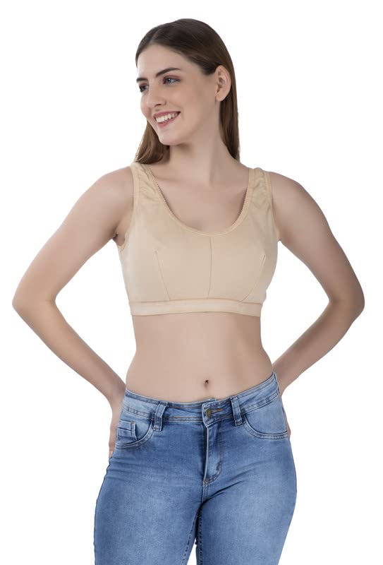 Low Impact, Non-Padded, Wirefree, Stretch Cotton Sports Vest Bra for Girls & Women-image-5