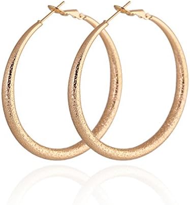 Dull Polish Finish Gold Plated Copper 5 Cm Big Circle Hoop Earrings for Women Girls