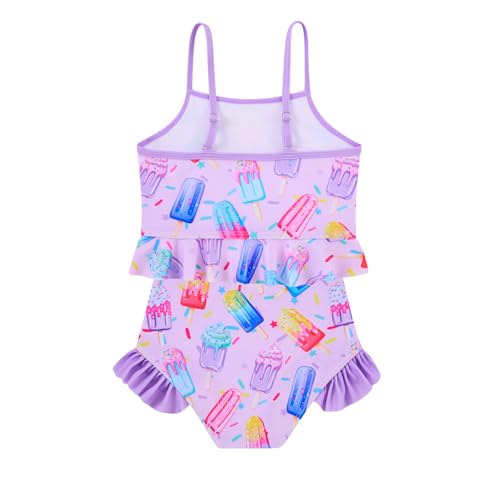 Image of Funnycokid Girls Swimsuit Kids Bathing Suit Rashguard Swimwear Long Sleeve 3 Piece Toddler 3-7 Years