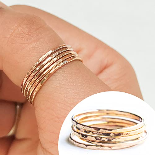 Hammered Ring, Thin Stacking Rings, Minimalist Rings For Women, Rose Gold Stackable Rings (Size 6, Rose Gold Fill) #TOP4