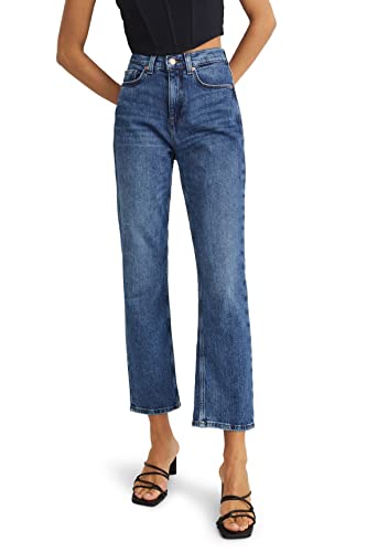 C&A Vaqueros de 5 bolsillos para mujer, informales, rectos, de cintura alta, elásticos, de licra®, de algodón, color azul, 38 S-L-R, Los Pantalones Vaqueros De Color Azul-, 40