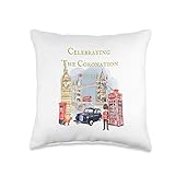 CELEBRATING THE CORONATION 2023, KING CHARLES III, LONDON UK Throw Pillow