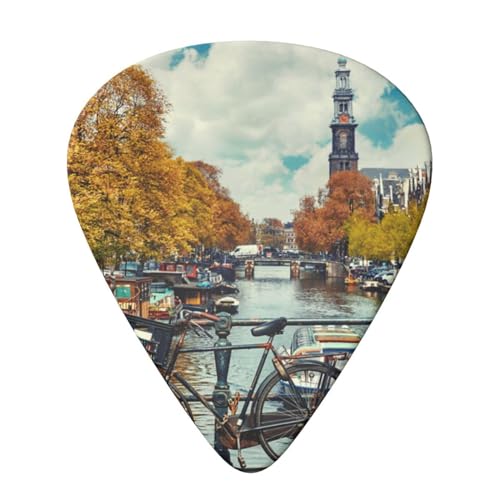 Evanem ギターピック プレクトラム オーガナイザー 収納ボックス 自転車 アムステルダム エレクトリックウクレレピック用 アコースティックギター用 0.46mm 6個パック