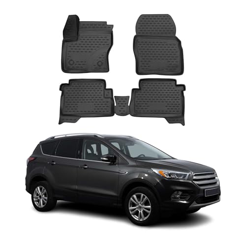 OMAC Floor Mats for Ford Escape 2013-2019 Car Mats All Weather 3D Custom Fit Rubber Mat Waterproof Odorless TPE Floor Liners Laser Measured Non-Slip (Black)