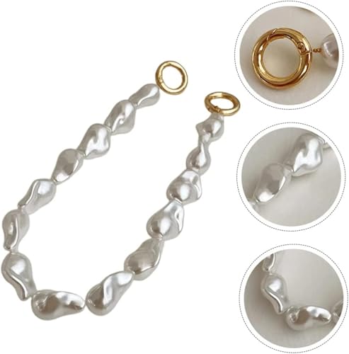 Image of Pearl Phone Charm Chain for Mobile, Cute Beaded Phone Lanyard Strap with Hanging Loop, Aesthetic Korean Style Mobile Accessory for Girls & Women Compatible with Android Phone & Smartphone