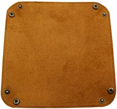 aolaso Leather Tray for Men, Cowhide Leather Coin Tray Bedside Valet Tray Organizer Catchall Trinket Tray for Key Jewelry /Cell Phone/ Watches/ Candy Christmas Day & New Year Gift