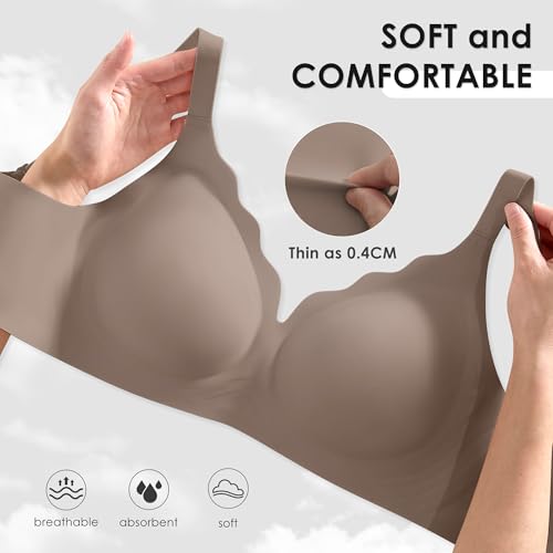 Image of Seamless Wireless Bra for Women with Support - No Underwire Full Coverage Push Up Comfort Bras - Back Fat Smoothing Bralette