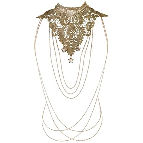 MILACOLATO Gold Layered Tassel Body Chain Cover