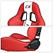 IKON MOTORSPORTS, Universal Racing Seats Pair with Dual Sliders, Red PU Leather White Stripe Reclinable Left Driver Side + Right Passenger Side