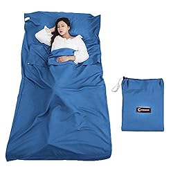 Queta Saco de Dormir, Suave y Ligero Facil de Tran...: Saco de dormir fino de microfibra muy suave, no se decolora Tamaño pequeño, fácil de llevar mientras viajas Diseño de botón, botón cómodo y práctico, fácil operación Protege contra el lino sucio, por ejemplo, en albergues. Se puede utilizar como saco...