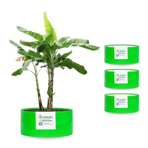 Image of HDPE Grow Bags for Plants 24X12 Inch (Pack of 4) | 260 GSM Heavy Duty UV-Protected Round Green Colour Plant Bags for Terrace and Vegetable Gardening | Strong & Reusable|