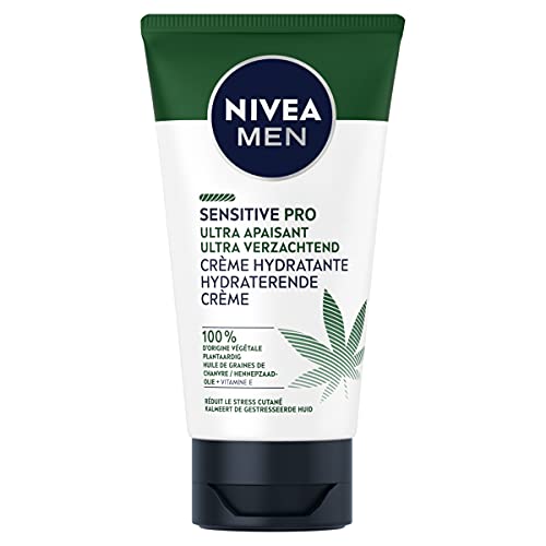 NIVEA MEN Sensitive Pro Ultra Beruhigende Gesichtscreme (1 x 75 ml), Gesichtscreme mit Bio-Hanföl, feuchtigkeitsspendende und beruhigende Männerpflege mit veganer Formel