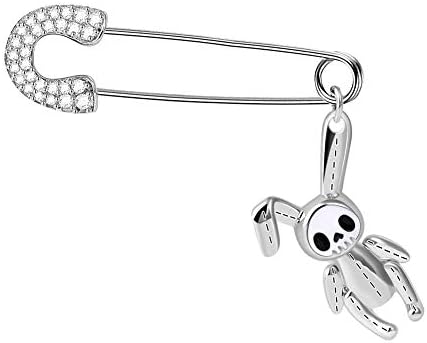 GNOCE Paperclip Earrings 925 Sterling Silver Fashion Stylish Cartilage Earrings with Skull Bunny Doll Punk Goth Safety Pin Single Hoop Dangle Earring Gift for Women Girls