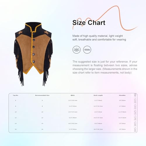 Girls Western Cowgirl Outfits Color Block Waistcoat Front Press Buttons for Masquerade3