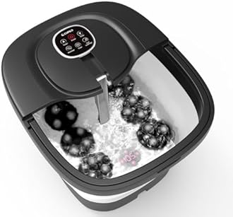 CuPiLo Foot Spa Bath Massager, 2025 Upgraded Foot Bath with Circulation Heat, Motorized Shiatsu Massage Balls, Pedicure Soaking Tub with Waves, Remote, Handle, Feet Stress Relief, Gifts