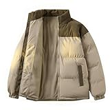 Hesxuno Winter Puffer Jackets for Women Stand Collar Loose Quilted Jacket Casual Color Block Puffer Jackets Trendy Outfits