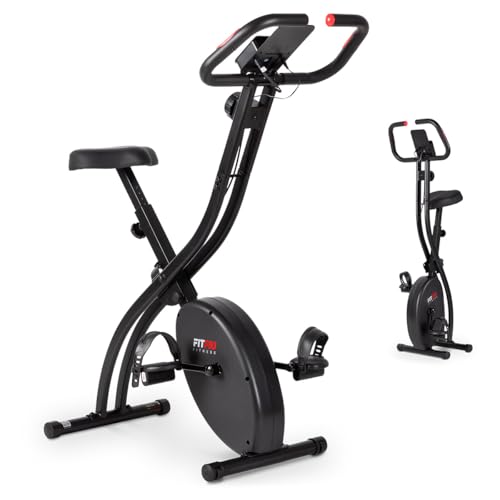 FITFIU Fitness BEST-200 - Bicicleta Estática plegable con sillin regulable, disco de inercia de 8kg, Pulsómetro, regulable a 8 niveles, peso máx. 120kg