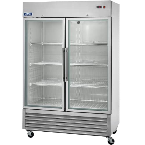 Arctic Air AGR49 Two Door Glass Reach-In Refrigerators, 2 doors 6 shelves, 33DF to 41DF, 49 cu. ft, Stainless Steel #1