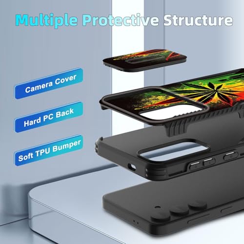 wiaekosef for Galaxy S25 FE Case Built in Slide Camera Lens Cover,Heavy Duty Shockproof Protection Dual Layer Case for Samsung Galaxy S25 FE 6.7" 2025,Marijuana Leaf Weed - image 4