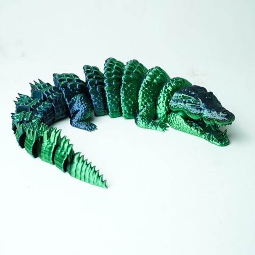 3D Printed Crocodile,Movable Mouth,Flexible Joint Animal lacertid Figurines, Home Office Decor,Articulated Fidget Toy for Adults Teens Surprise Festival Gifts (GBL)